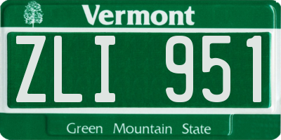 VT license plate ZLI951