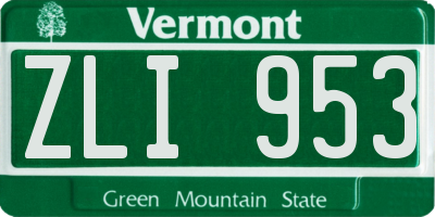 VT license plate ZLI953