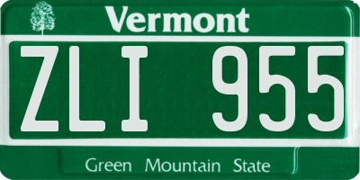 VT license plate ZLI955