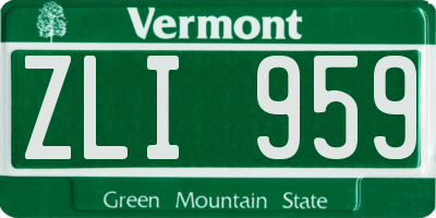 VT license plate ZLI959