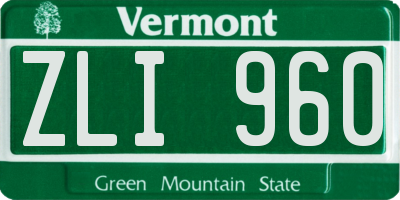 VT license plate ZLI960