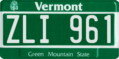 VT license plate ZLI961