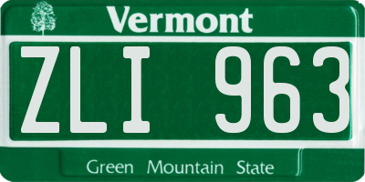 VT license plate ZLI963