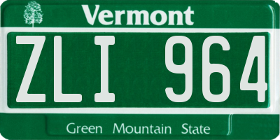VT license plate ZLI964