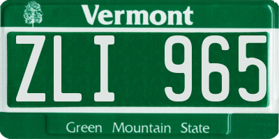 VT license plate ZLI965
