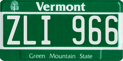 VT license plate ZLI966