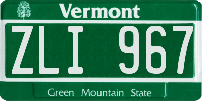 VT license plate ZLI967