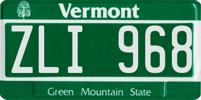 VT license plate ZLI968