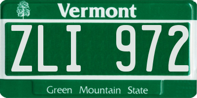 VT license plate ZLI972