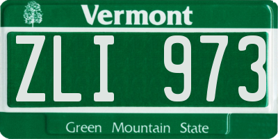 VT license plate ZLI973