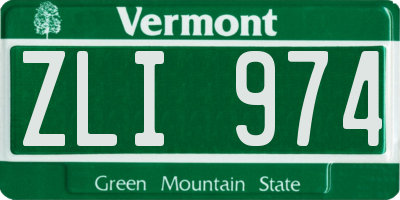 VT license plate ZLI974