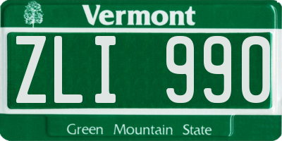VT license plate ZLI990