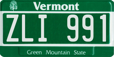 VT license plate ZLI991