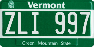 VT license plate ZLI997