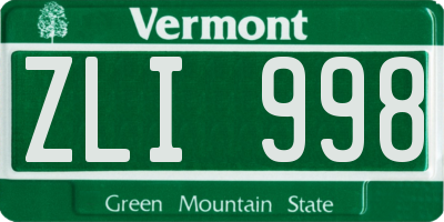VT license plate ZLI998