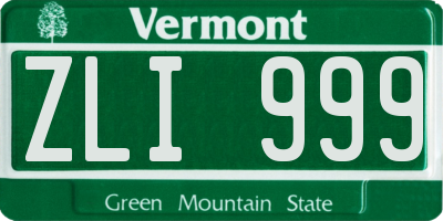 VT license plate ZLI999