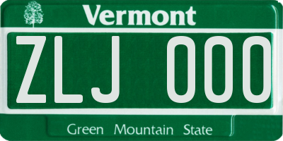 VT license plate ZLJ000