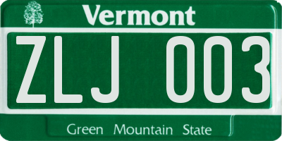 VT license plate ZLJ003