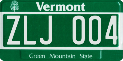 VT license plate ZLJ004