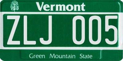 VT license plate ZLJ005