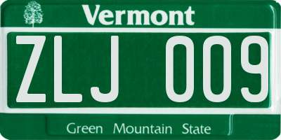 VT license plate ZLJ009