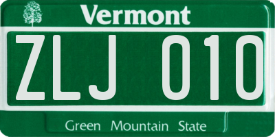VT license plate ZLJ010