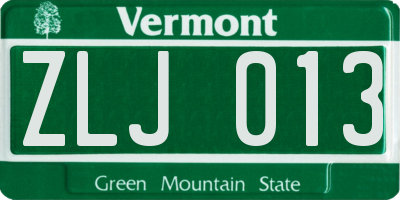 VT license plate ZLJ013
