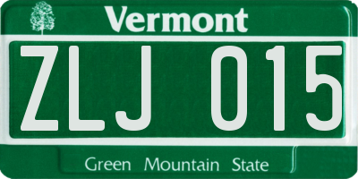 VT license plate ZLJ015