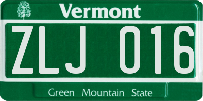VT license plate ZLJ016