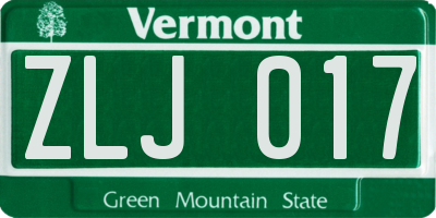 VT license plate ZLJ017