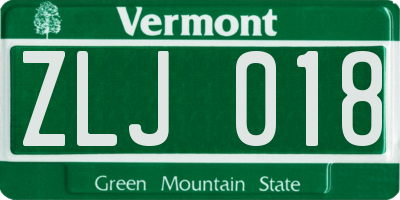 VT license plate ZLJ018