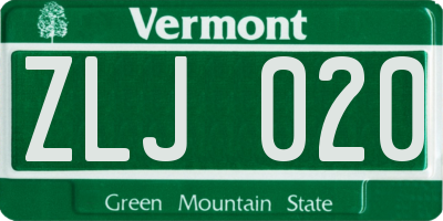 VT license plate ZLJ020