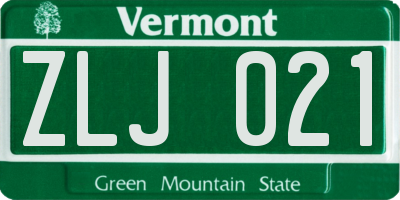 VT license plate ZLJ021