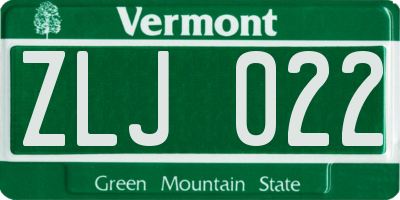 VT license plate ZLJ022