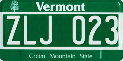 VT license plate ZLJ023