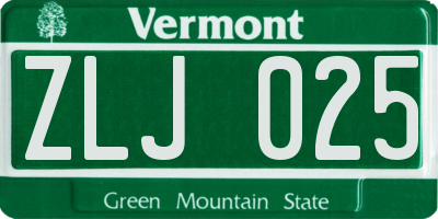 VT license plate ZLJ025