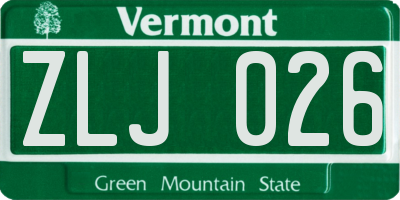 VT license plate ZLJ026