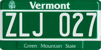 VT license plate ZLJ027