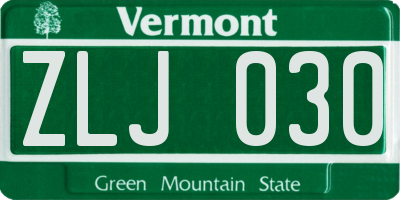 VT license plate ZLJ030