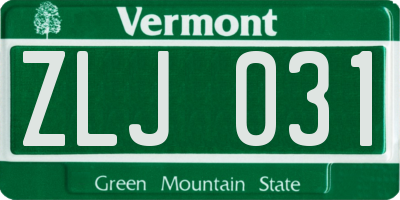 VT license plate ZLJ031