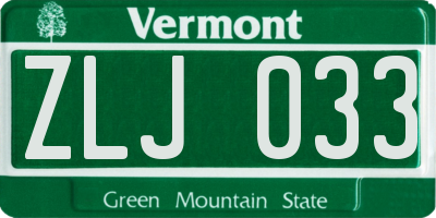 VT license plate ZLJ033