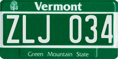 VT license plate ZLJ034