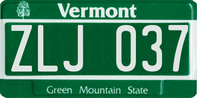 VT license plate ZLJ037