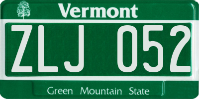 VT license plate ZLJ052