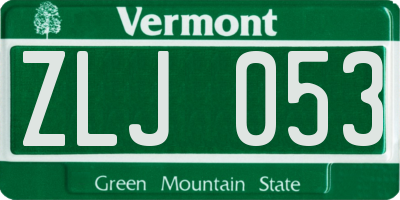 VT license plate ZLJ053