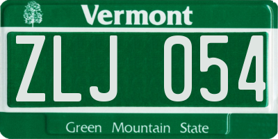 VT license plate ZLJ054