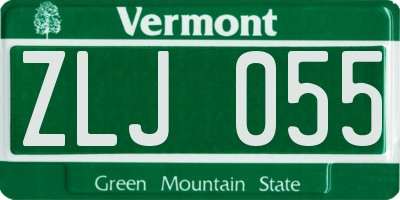 VT license plate ZLJ055