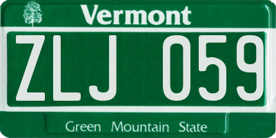 VT license plate ZLJ059