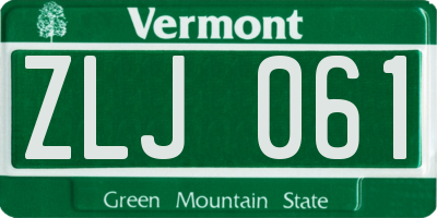 VT license plate ZLJ061