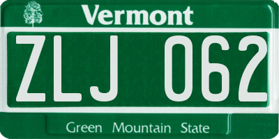 VT license plate ZLJ062